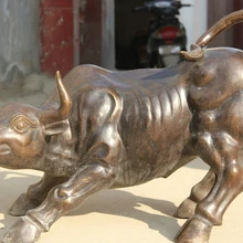 USPS в США S2210 3" Большой Китайский Бронзовый Народная животное Зодиак Год Bull Волов скульптура Статуя