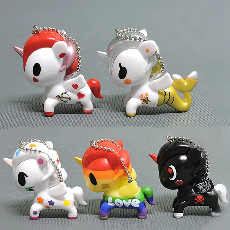 

Rainbow PVC Animal Unicorn Keychain for Men Women Bag Ornament Phone Key Chain Porte Clef keyring Bag Decoration