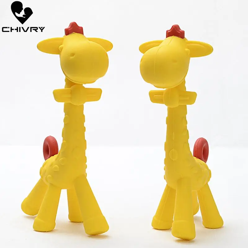 

Chivry Cute Food Grade Silicone Giraffe Shape Baby Teether Infant Teething Cartoon Toy New Necklace Hanging Toy Baby Accessories