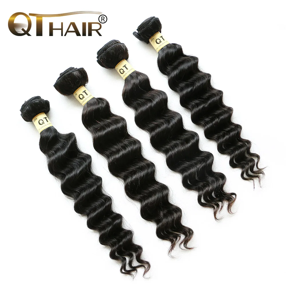 

Queen Hair Products 4 Bundles Loose Deep Wave Raw Indian Curly Virgin Hair Wet and Wavy Human Hair Bundles Remy Human Hair