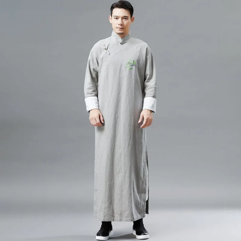 Этнический мужской халат, Шелковый кимоно, халат с длинными рукавами, Китайский рисунок счастливого дракона, пижама, халат, Мужская Ночная одежда - Цвет: color3