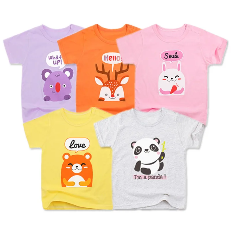 5 Packs Baby Girls T Shirts Summer Short Sleeve Baby Clothing Cotton