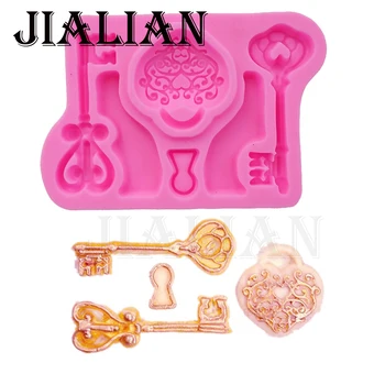 

Food grade silicone Love shape key fondant silicone mold for cake decorating tools cooking Sugarcraft T0712