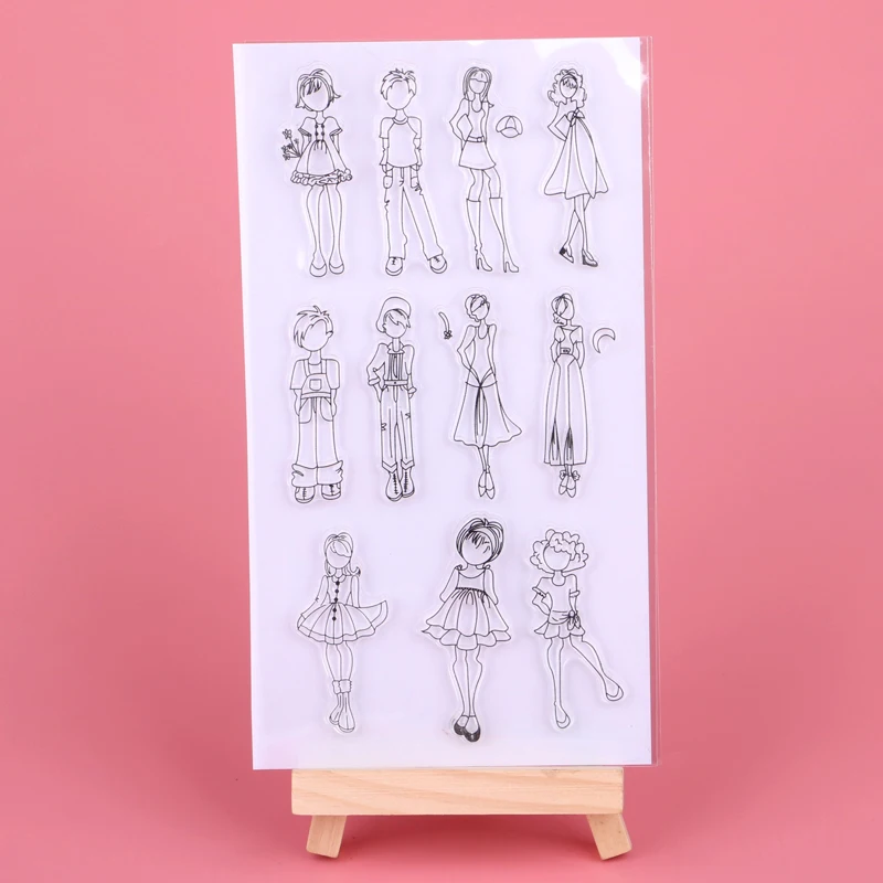 

Girl/Boy Transparent Clear Stamps for DIY Scrapbooking/Card Making/Kids Christmas Fun Decoration Supplies