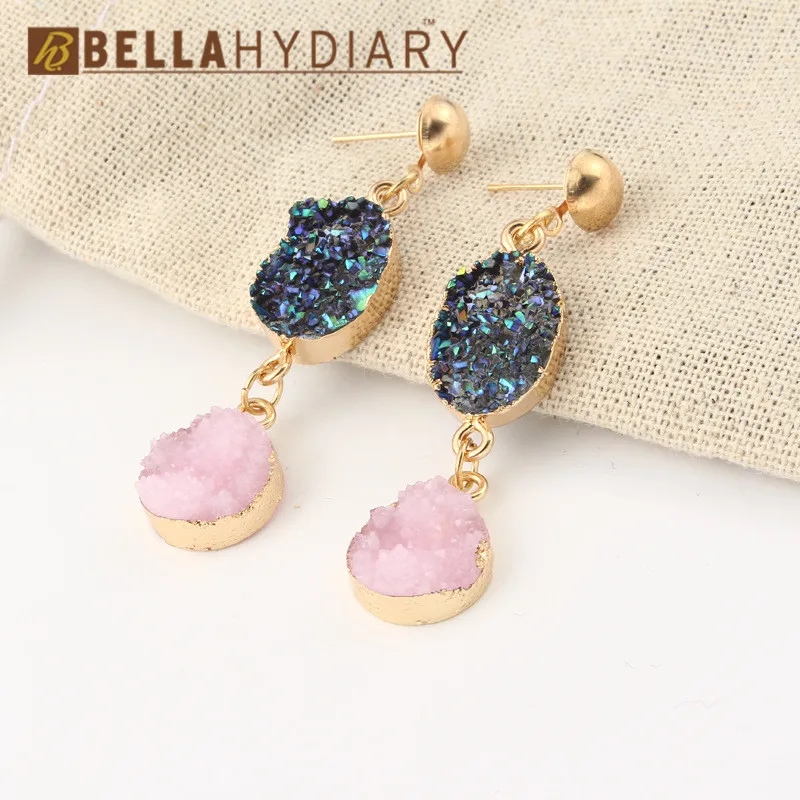 Druzy earrings resin earrings jewelry Ohrringe bijoux earings earring earing pendientes brinco big earrings vintage jewelry wedding earrings geometric earrings long earrings gifts for women korean earrin (5)