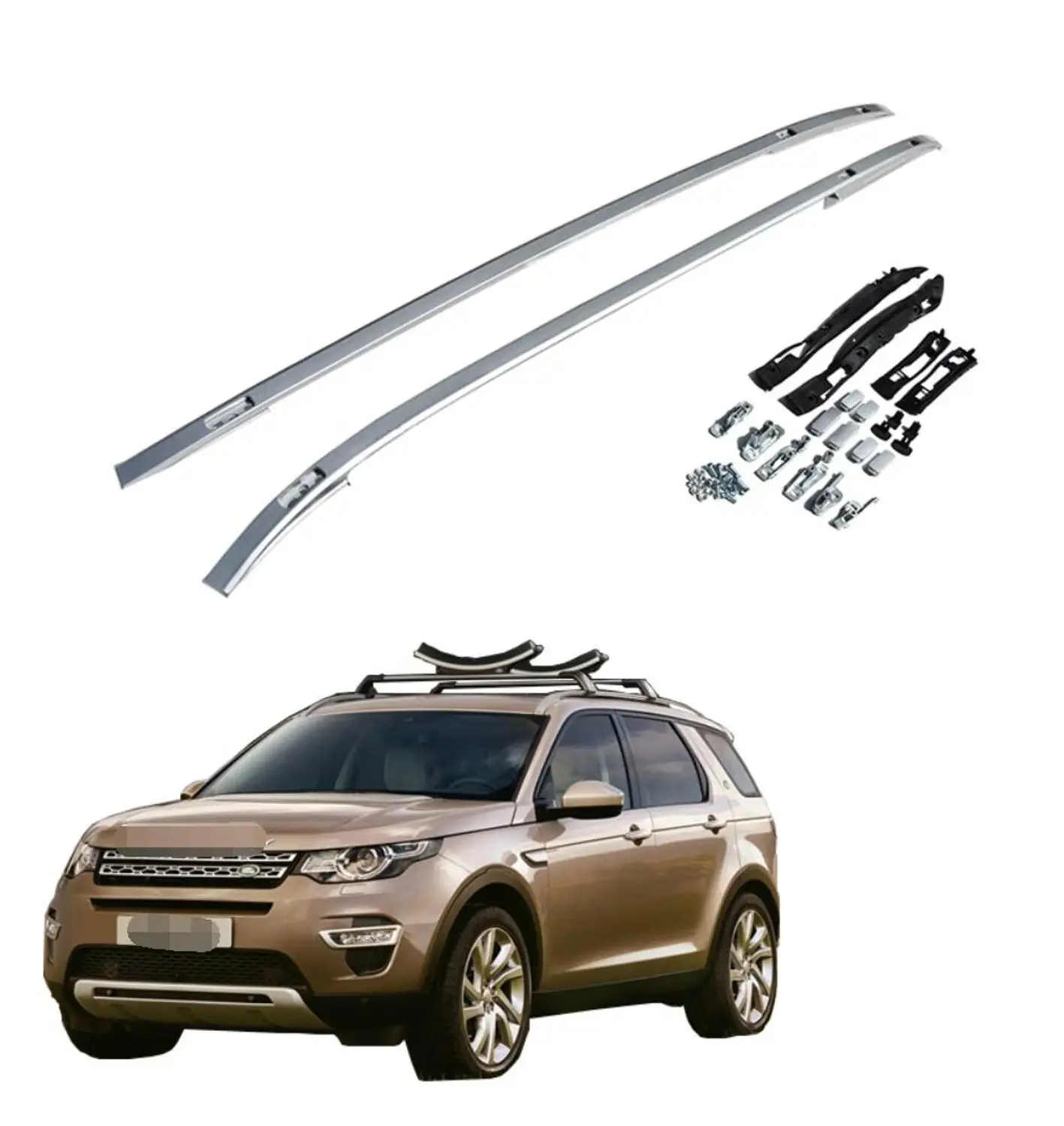 

For Land Rover Discovery Sport 2015-2019 Aluminium alloy Silver Top Roof Rails Rack Side Bars Decoration Trim Car Accessories