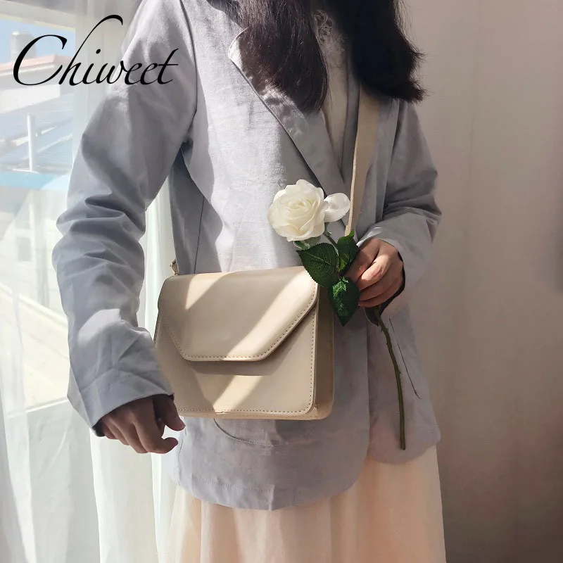 

Basic Designer PU Leather Messenger Bag Luxury Handbags Women Crossbody Bag Ladies Minimalist Simple Wide Strap Shoulder Bags