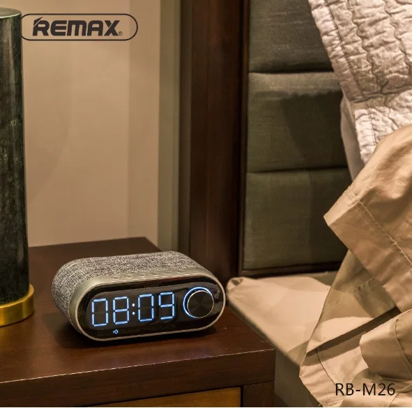 Портативный тканевый bluetooth динамик REMAX с часами alam Bluetooth 4 2 необходимые для