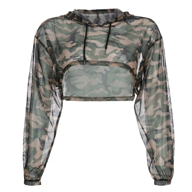 camo hoodie crop top