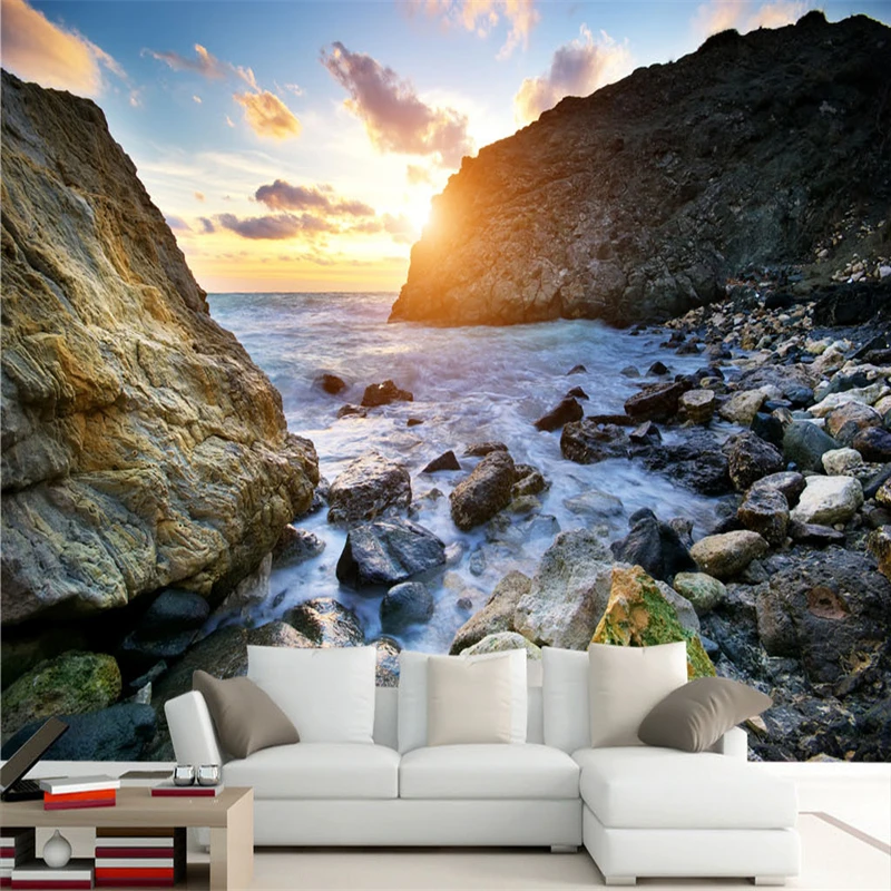 Us 915 39 Offbeibehang Besar Wallpaper Kustom Mimpi Hd Fantasi Negeri Dongeng Pemandangan Tepi Laut Pantai Batu Mural Dinding Latar Belakang Di