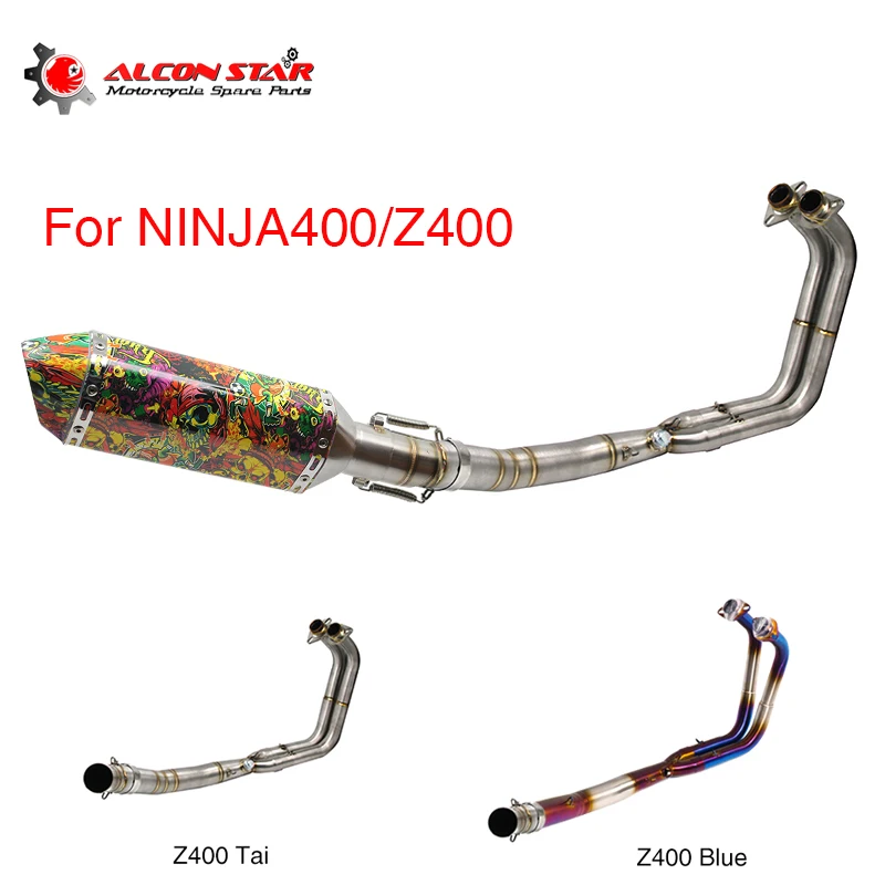 Alconstar Slip-on para Kawasaki Ninja 400 Z400 2018 motocicleta completo Akrapovic de Escape modificado frente enlace tubo silenciador
