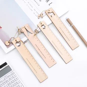 

Cute Kawaii Cartoon Animal Crown Pendant Wooden Ruler Iron Tower Bookmark Creative Drawing Korean School Stationery Supplies