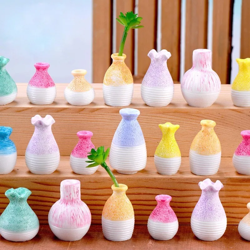 1:12 Dollhouse Miniature Flower Vase Pot Jar DIY Fairy House Resin Model Toy