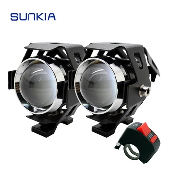 

2Pcs/Pair SUNKIA Motorcycle LED Headlight 125W 3000LM CREE Chip U5 3 Modes Motorbike Driving Fog Spot Head Lamp Free Shipping
