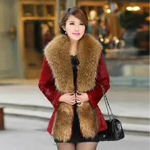 2018 women new Autumn and winter new imitation fur coat fox fur collar PU leather women's long coat trench coat 2018 women new Autumn and winter new imitation fur coat fox fur collar PU leather women's long coat trench coat