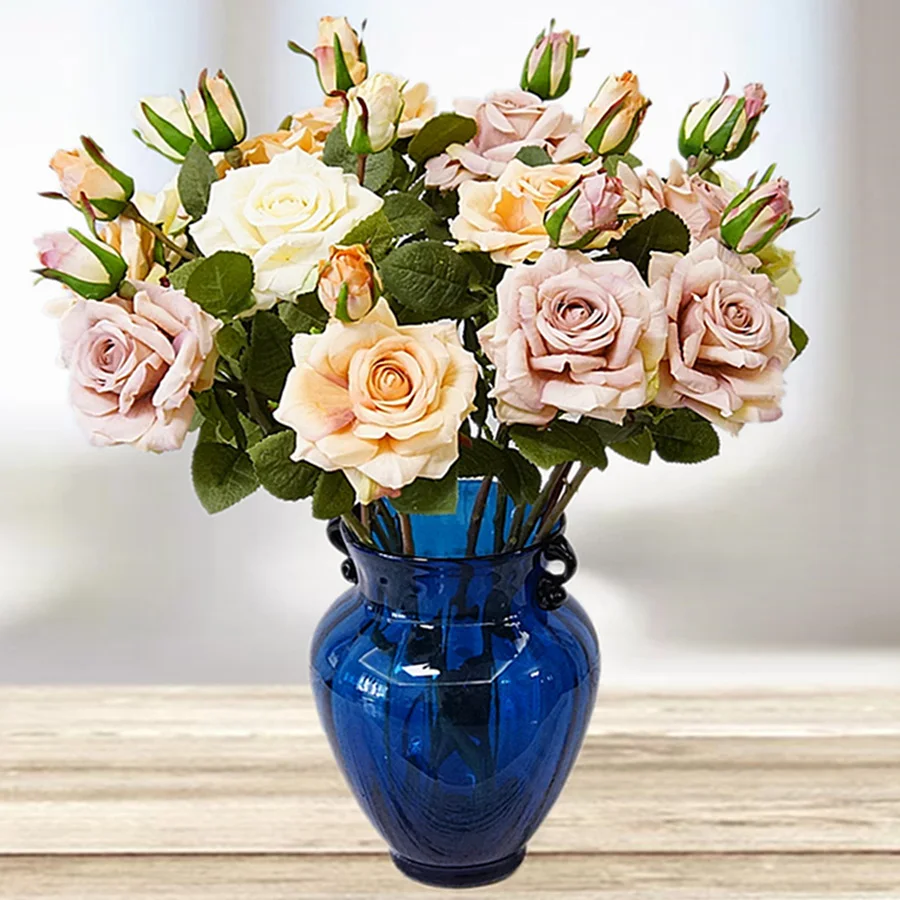 Красивая Роза из искусственного шелка большие цветы ретро домашний Декор Поддельные белые Искусственные розы винтажные Свадебные украшения