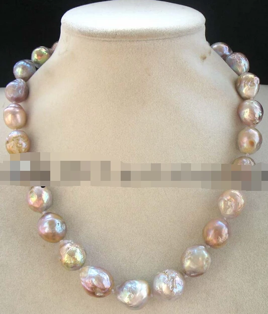 

free shupping 08149 freshwater pearl reborn keshi multicolor baroque necklace 18" nature
