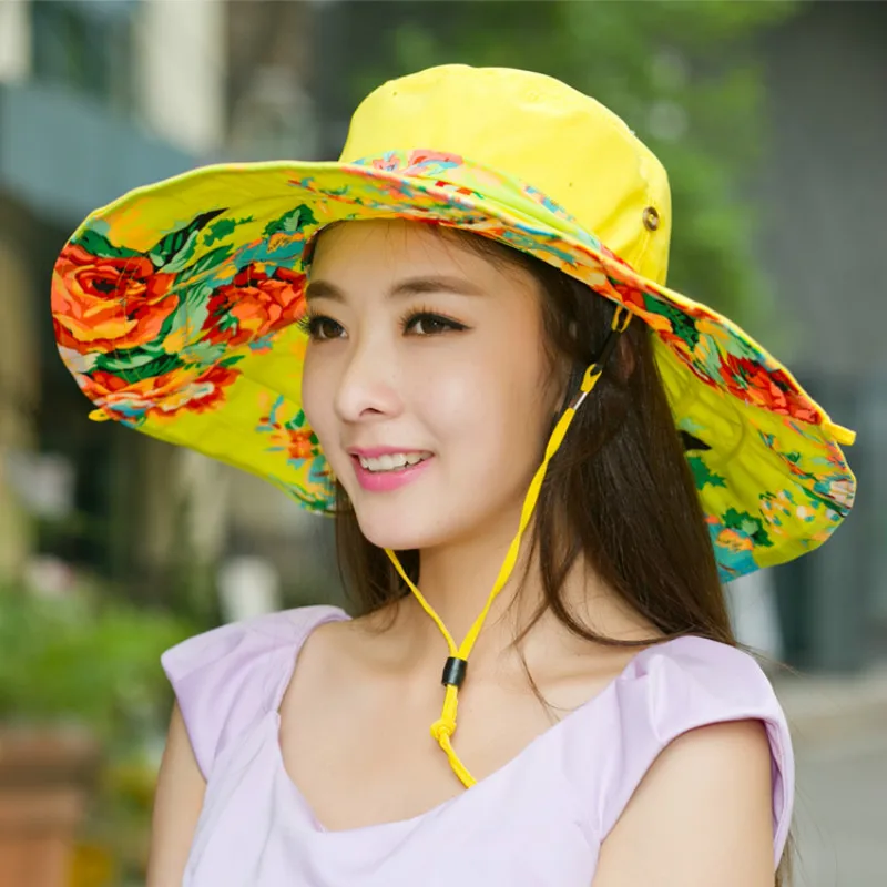 النساء الشمس الظل قبعة الصيف واسعة حافة الشاطئ قبعة الشمس حماية القبعات طوي شاطئ البحر في الهواء الطلق عطلة قبعات لا تغطي الرأس بالكامل H3185