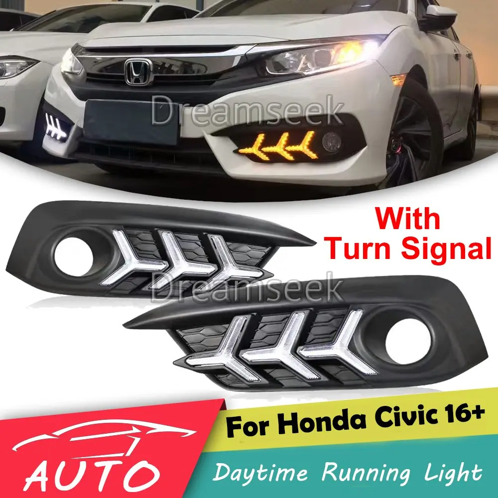 DRL For Honda Civic 2016 2017 LED Car Daytime Running Light Waterproof