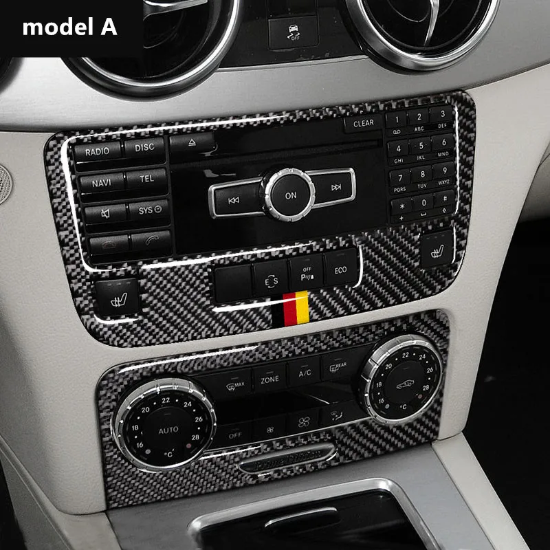 Углеродного волокна центральной консоли кондиционер CD рамка Обложка отделка 2 шт. для Mercedes Benz GLK X204 300 260 350 250 220 2013