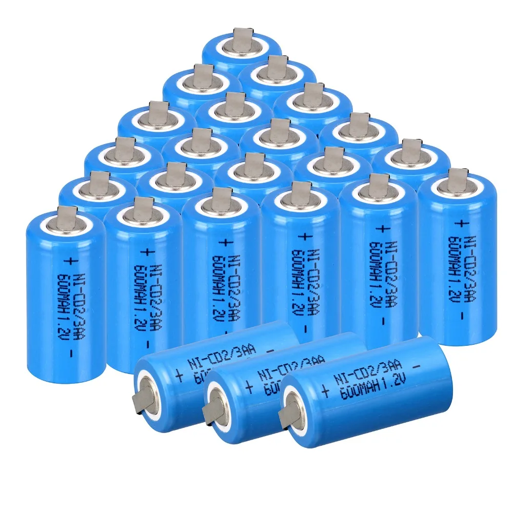 Новые 24 шт Ni Cd 1 2 V 2/3AA перезаряжаемые батареи NiCd синий 600 mah| |