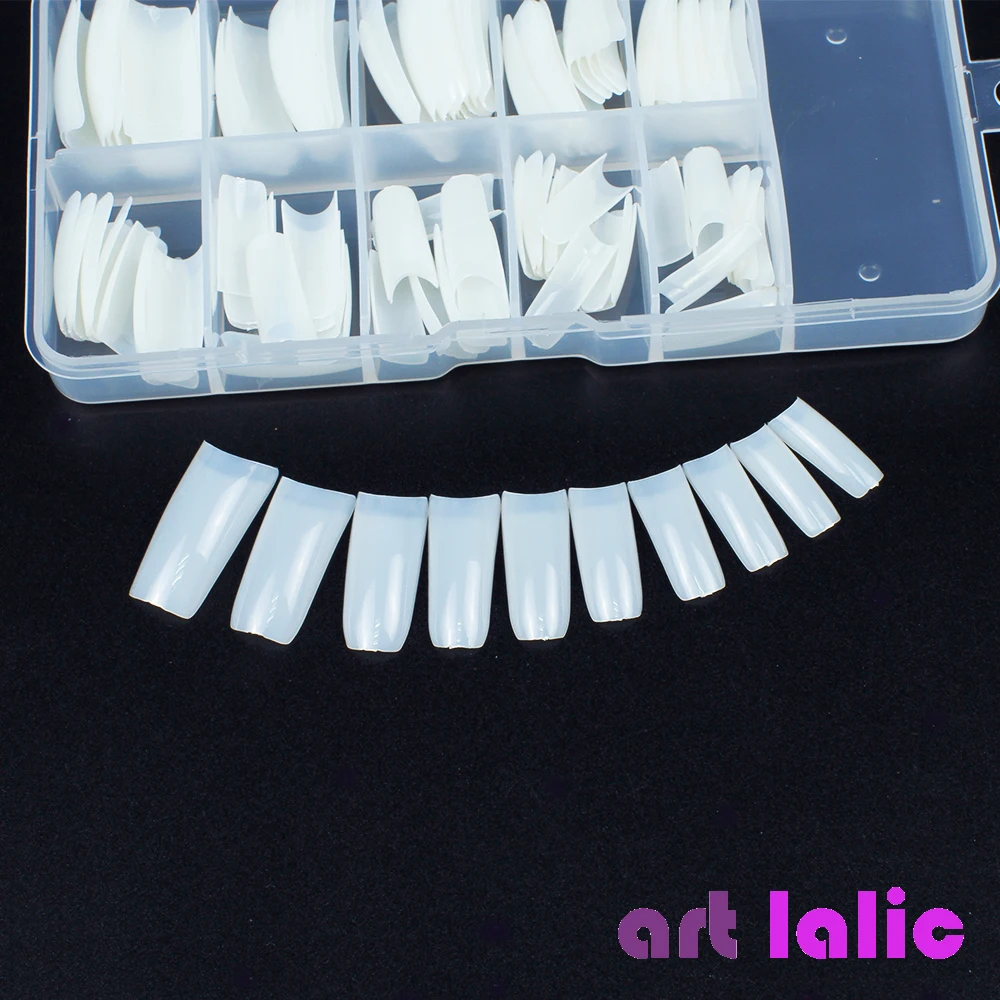 Artlalic 100 قطعة الفرنسية نمط وهمية مسمار نصائح مع حالة جيدا غطاء أظافر صناعية الفن تلميح الاصطناعي مانيكير صالون مربع