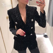 VC высокое качество осень длинный рукав v-образный вырез двубортное пальто для знаменитостей куртка