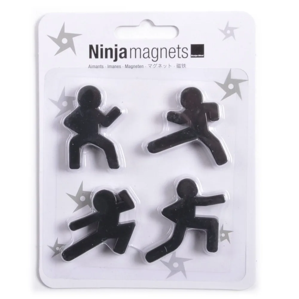 4 Pcs/Set Creative Black Man Fridge Magnet Ninja Magnet Refrigerator Magnetic Message Clip Home Decorations