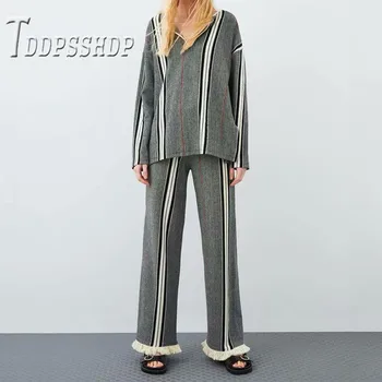 

Contrast Color Stripe Women Blouse Grey Color 2019 Spring Long Sleeve High Street Female Blouses