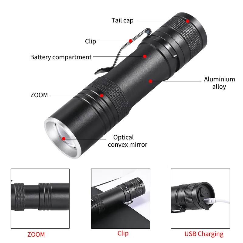 Сова usb фонарик p50 тактический фонарь масштабируемый аккумуляторная