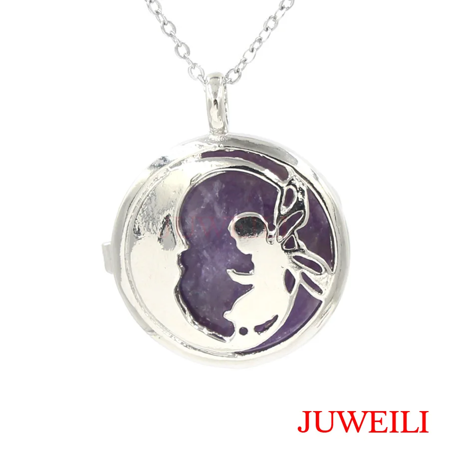 Juweili Jewelry 1x Натуральный камень круглый шарик Серебряный Цвет лунный эльф Коробки
