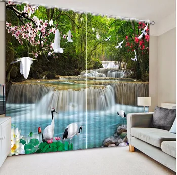 

Modern 3D Painting Curtain waterfall forest landscape Curtains For Living room Blackout Bedroom Window Curtain Decoration