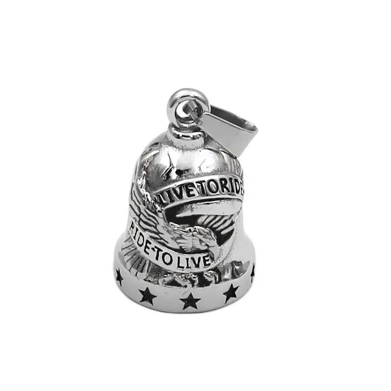 Live To Ride Орел Мотор Байкер колокольчик кулон из нержавеющей стали серебро золото Американский Байкер Рождественский подарок SWP0496SGA(есть стальной шар