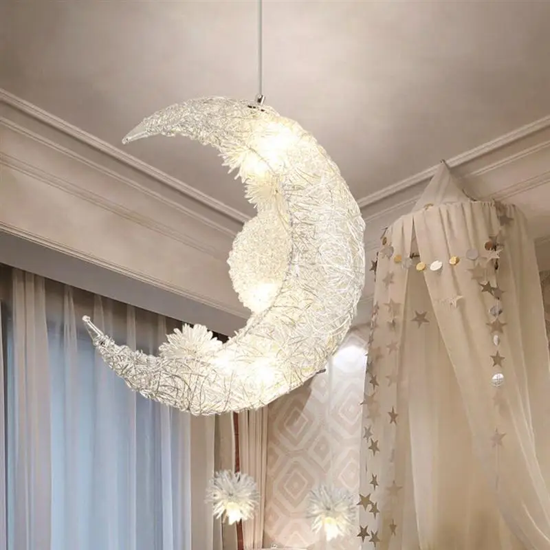 

Creative Moon Shape LED Pendant Lamp Warm Decorative Pendant Light For Kids Room Dinning Room Bedroom