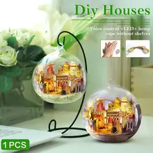 Миниатюрный DIY Дом Деревянный хижина микро пейзажная миниатюра подарок на день рождения праздник украшение дома сада