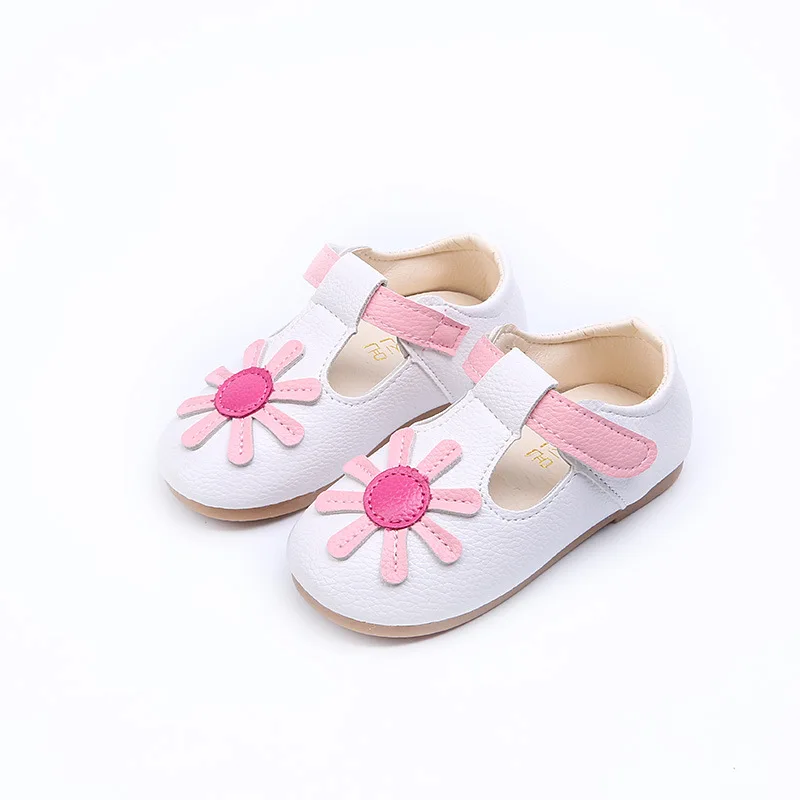 

1 2 3 4 5 6 7T Baby Girls Leather Shoes Kids Princess Shoes For Wedding Party Flower Non-slip Soft bottom White Pink Yellow