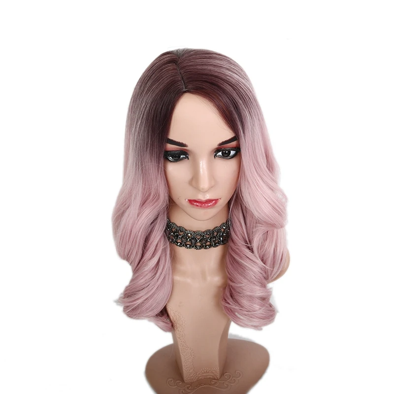 MSI Wigs 20 дюймов Длинные Ombre розовый парик для женщин два тона пепельный розовый Волнистые парики термостойкие синтетические волосы