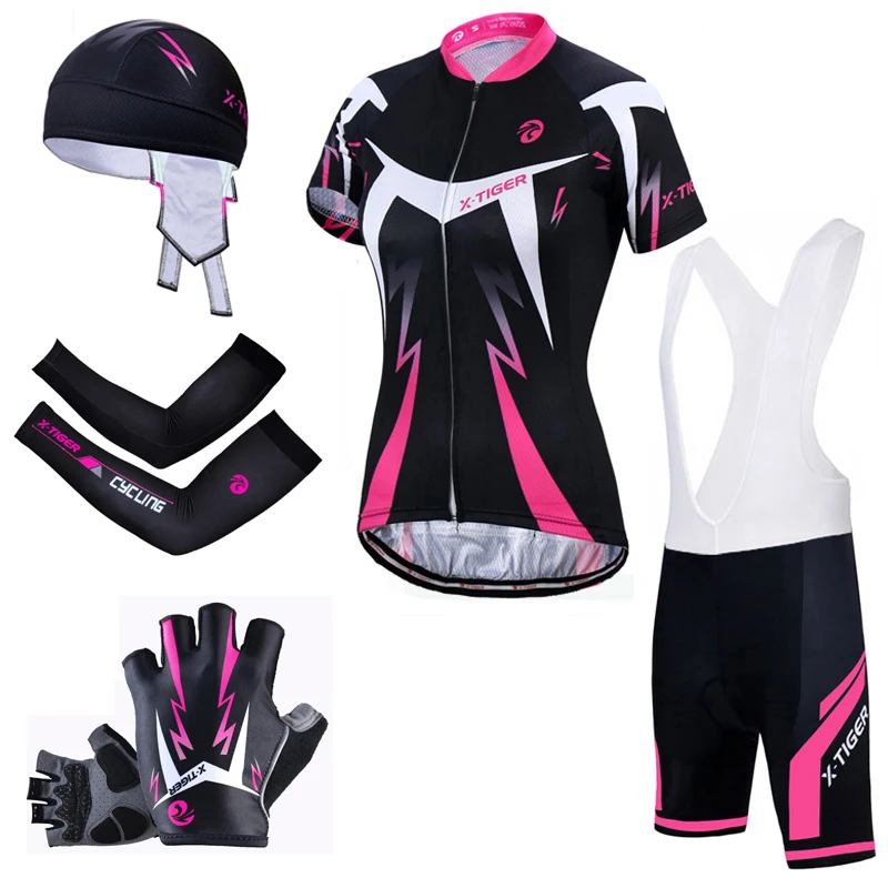 X-Tiger Высокое качество Велоспорт Джерси Набор мотобайк, велосипед, велотренажер одежда лето быстросохнущая Велоспорт Джерси одежда для велогонок костюм - Цвет: 5 in 1