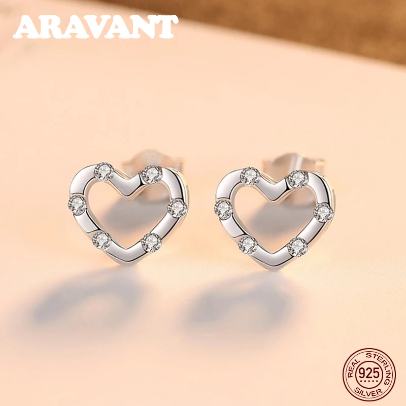 

925 Sterling Silver Small Love Heart Stud Earring For Women Korean Earrings Jewelry Valentine's Day Gift