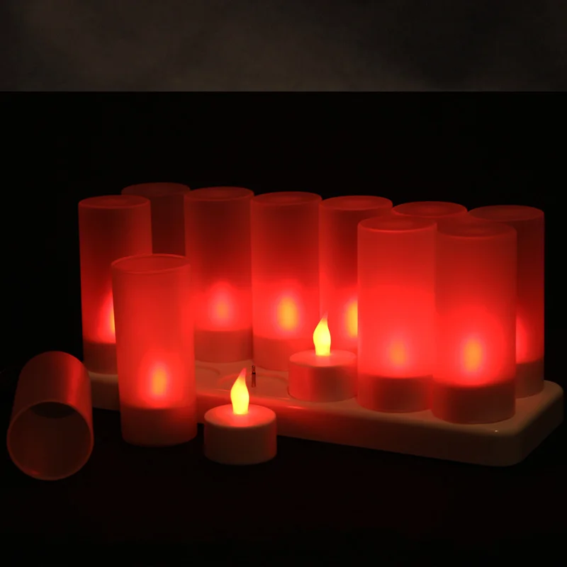 12 штук мерцающие красные velas recargables меняющие цвет электрические свечи синие