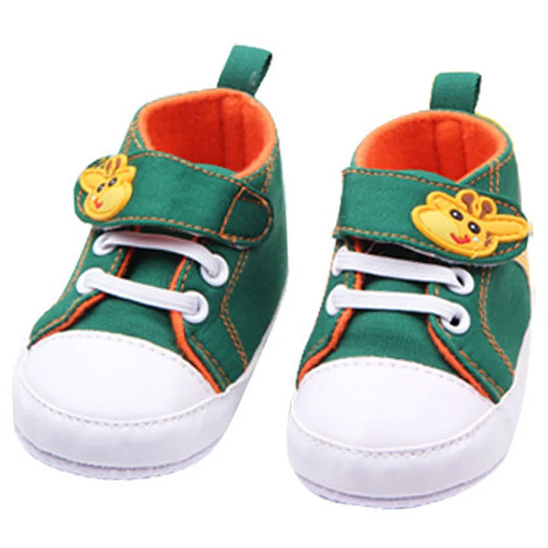 Детская парусиновая нескользящая обувь с рисунком жирафа для маленьких мальчиков; обувь для малышей с мягкой подошвой; обувь для малышей; Новинка - Цвет: Зеленый