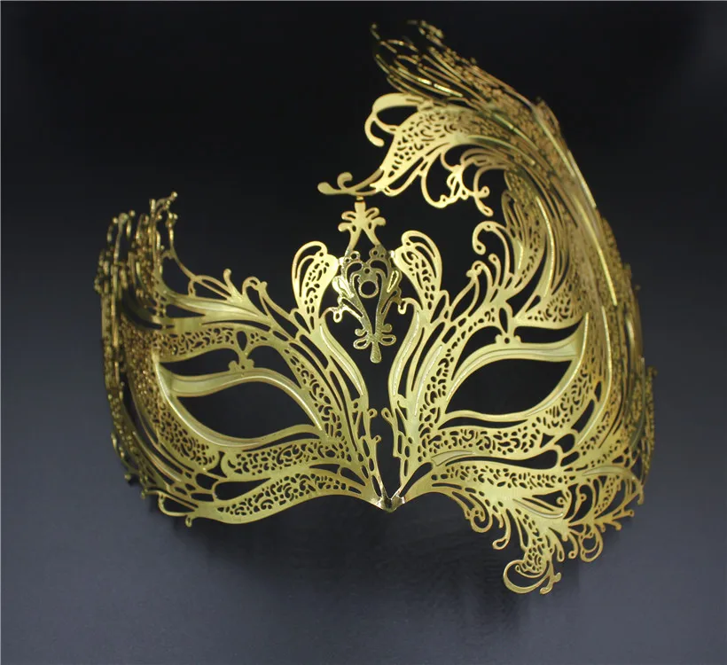 Мужской женский фантомный золотой череп Венецианский металлический маскарадный костюм для вечеринки маска лазерная резка Хэллоуин Выпускной Косплей свадебные бальные маски - Цвет: 18