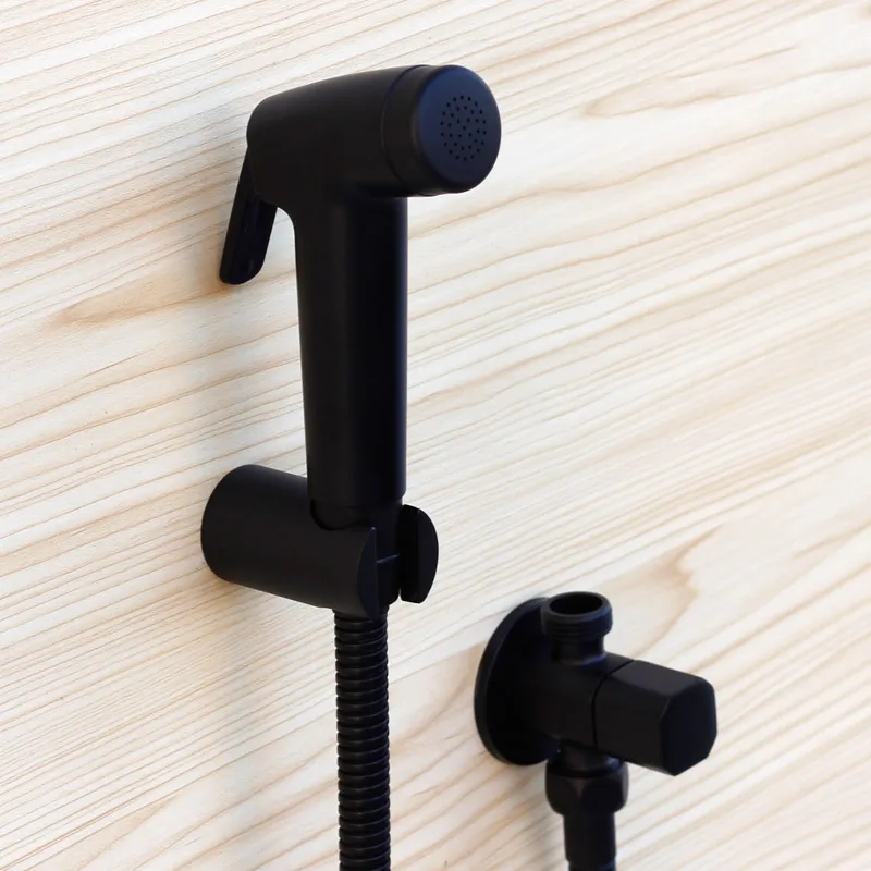 

BLACK BIDET SPRAY SHOWER FAUCET SPRAYER 1.5M HOSE AND HOLDER SET BIDET IN TOILET SEATS SINGLE HOLE WALL MOUNTED