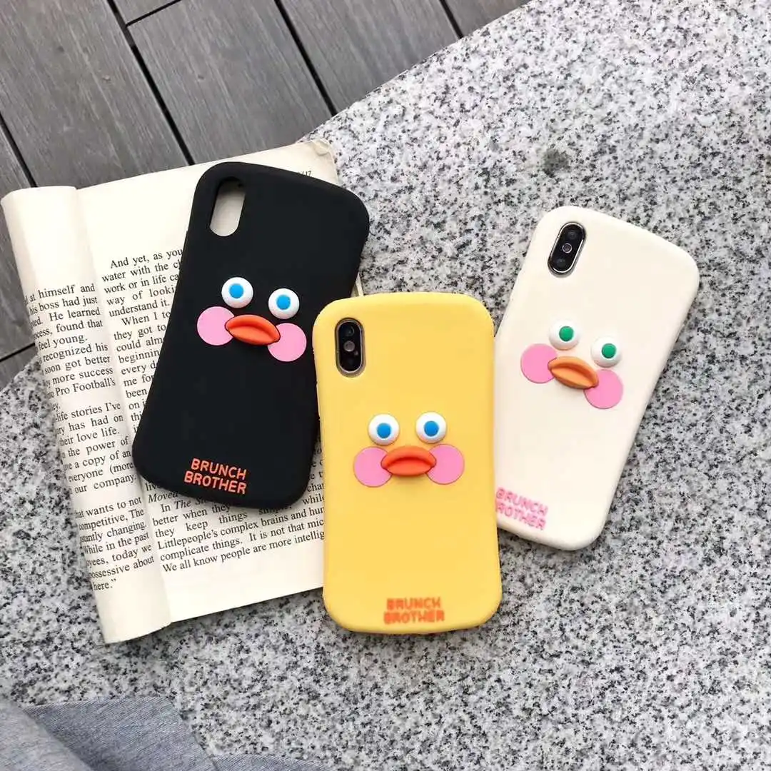 

3D new cartoon small waist big mouth duck silicone phone case for iphone6 6s 7 8 plus xs max xr couple anti-fall soft cover fund