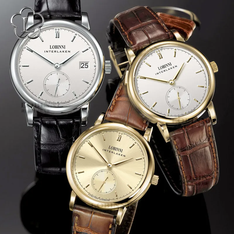 Luxury Brand LOBINNI Switzerland Men Watches Seagull Automatic Mechanical Men's Clock Sapphire Genu