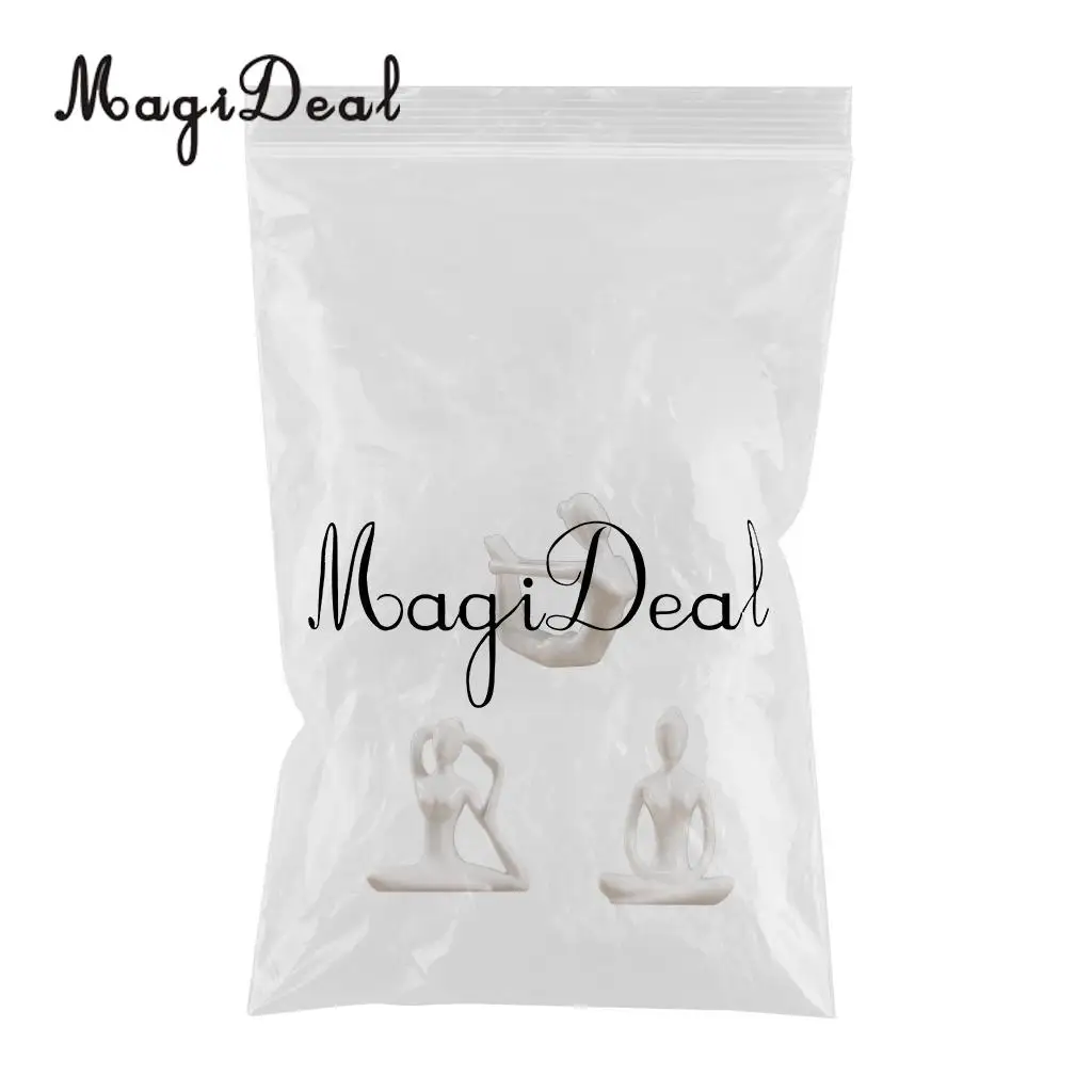 3x Ceramic Yoga Figure Ornament Statue Sculpture for Zen Garden Home Desktop Decoration	