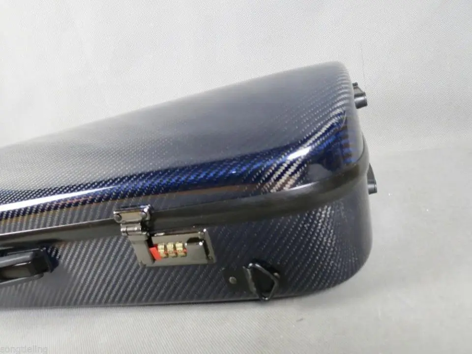 

Strong blue colour carbon fiber violin case 4/4 coded lock/Bow Holders Straps