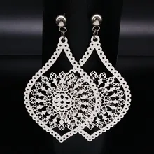 Богемные серьги-гвоздики из нержавеющей стали для женщин, большие длинные серьги серебряного цвета для женщин, ювелирные изделия, серьги-гвоздики E612146