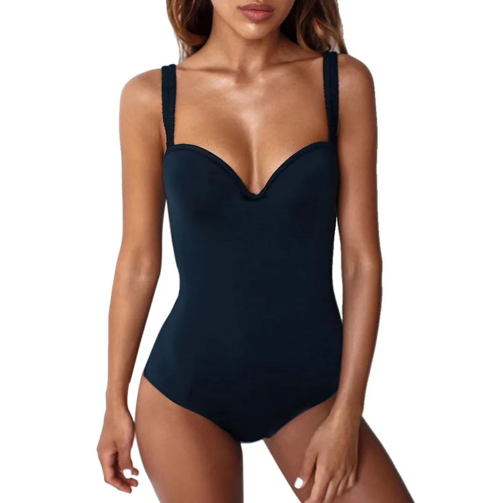 

Fashion Summer Women Sexy Pure Color Push-Up Padded Bra Beach Bikini One Piece Swimwear Bathing Suits For Ladies Beachwear