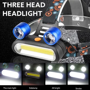 

led flashlights headlamps 15000LM 2x XM-L T6 LED +COB Rechargeable 18650 Headlamp Head Light Torch outdoor lighting